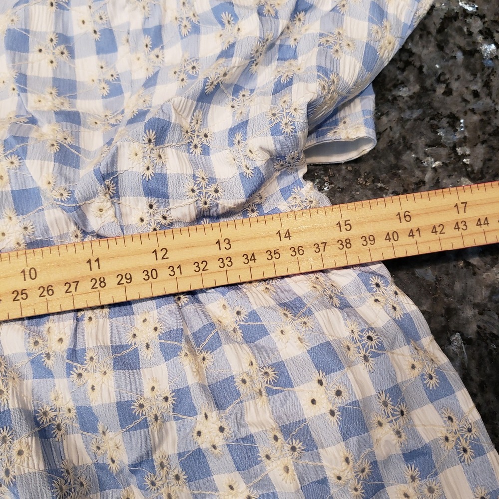 Lost + Wander Blue Gingham Daisy Eyelet Tiered Maxi Dress Size L - Picture 7 of 7